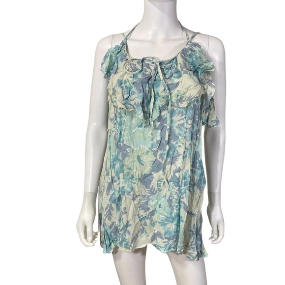 Kimchi Blue Floral Ruffle Blue Tunic Dress - Picture 2 of 9